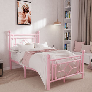 Pink metal top bed frame full